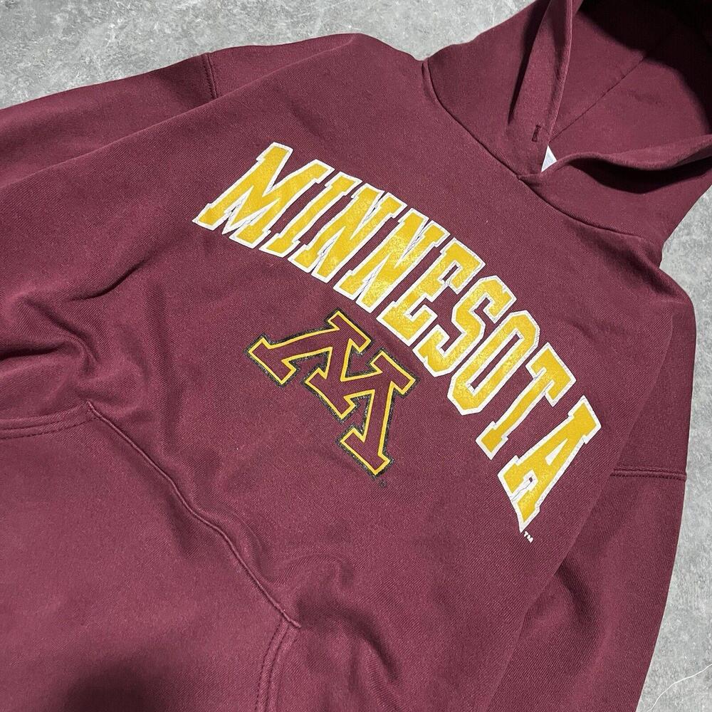 VINTAGE Minnesota Gophers Sweatshirt Mens Large Red Hoodie by Russell Athletic